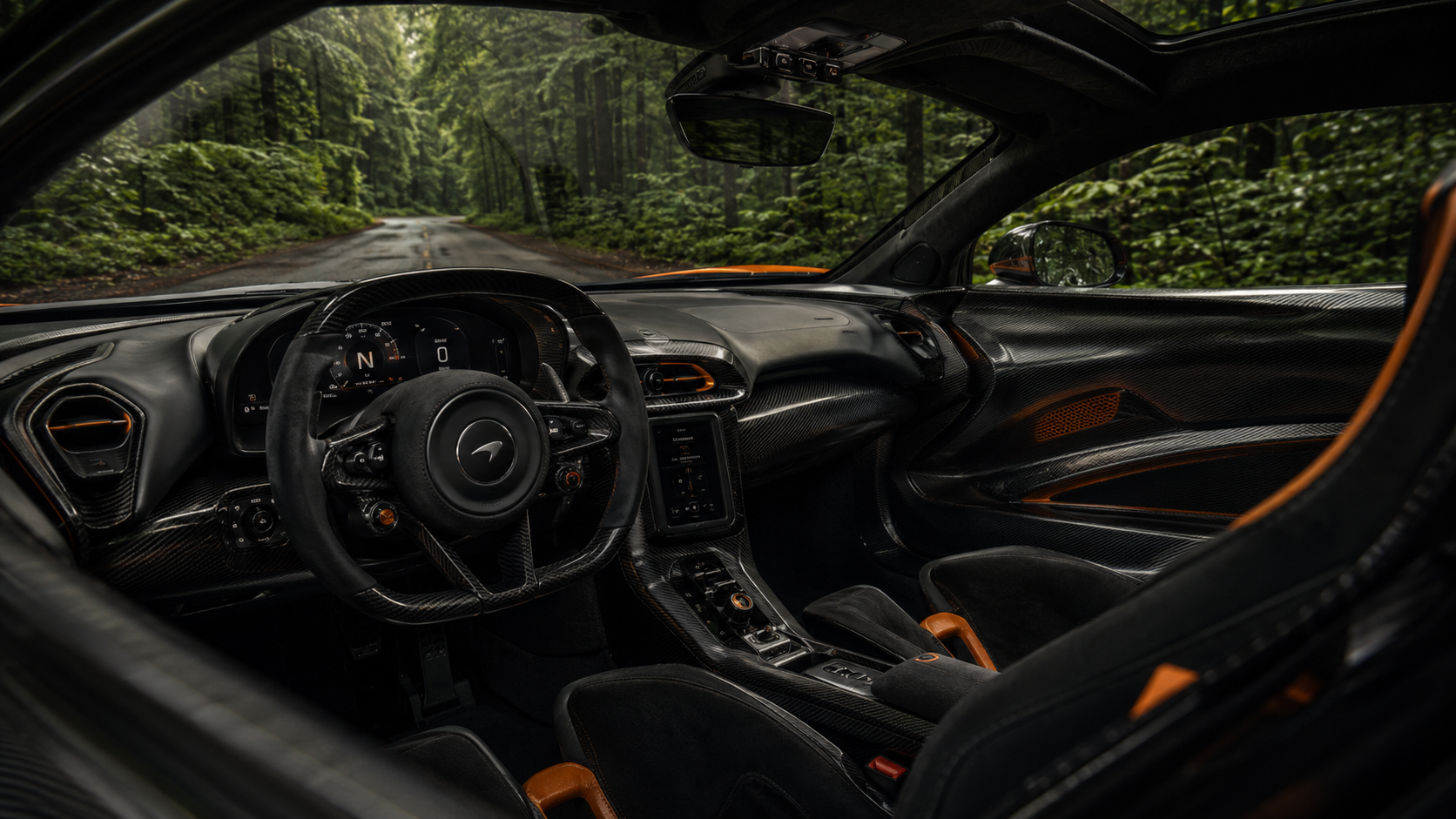 McLaren W1 interior cockpit with fixed driver seat